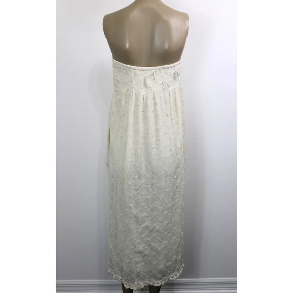 Free People Meant to Be Eyelet Strapless Midi Dress Boho Cottagecore Size S